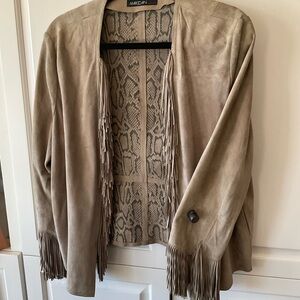Marc Cain Tan Suede Fringe Jacket